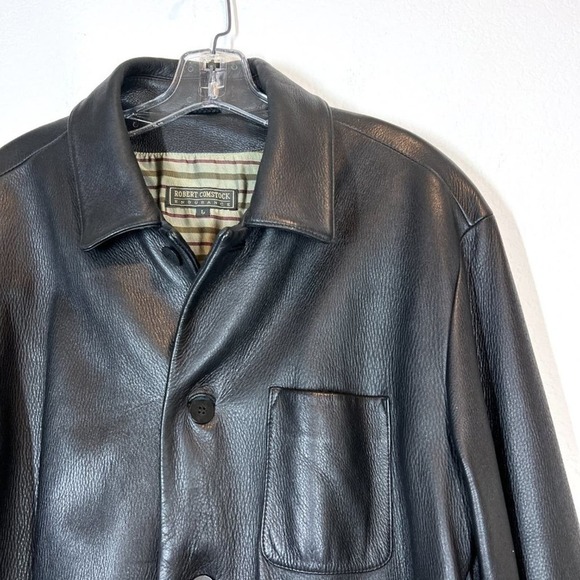 Black Leather Jacket Coat Large - Picture 1 of 12